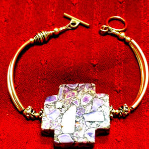 Natural Stone~silver toggle bracelet.Handmade NWOT